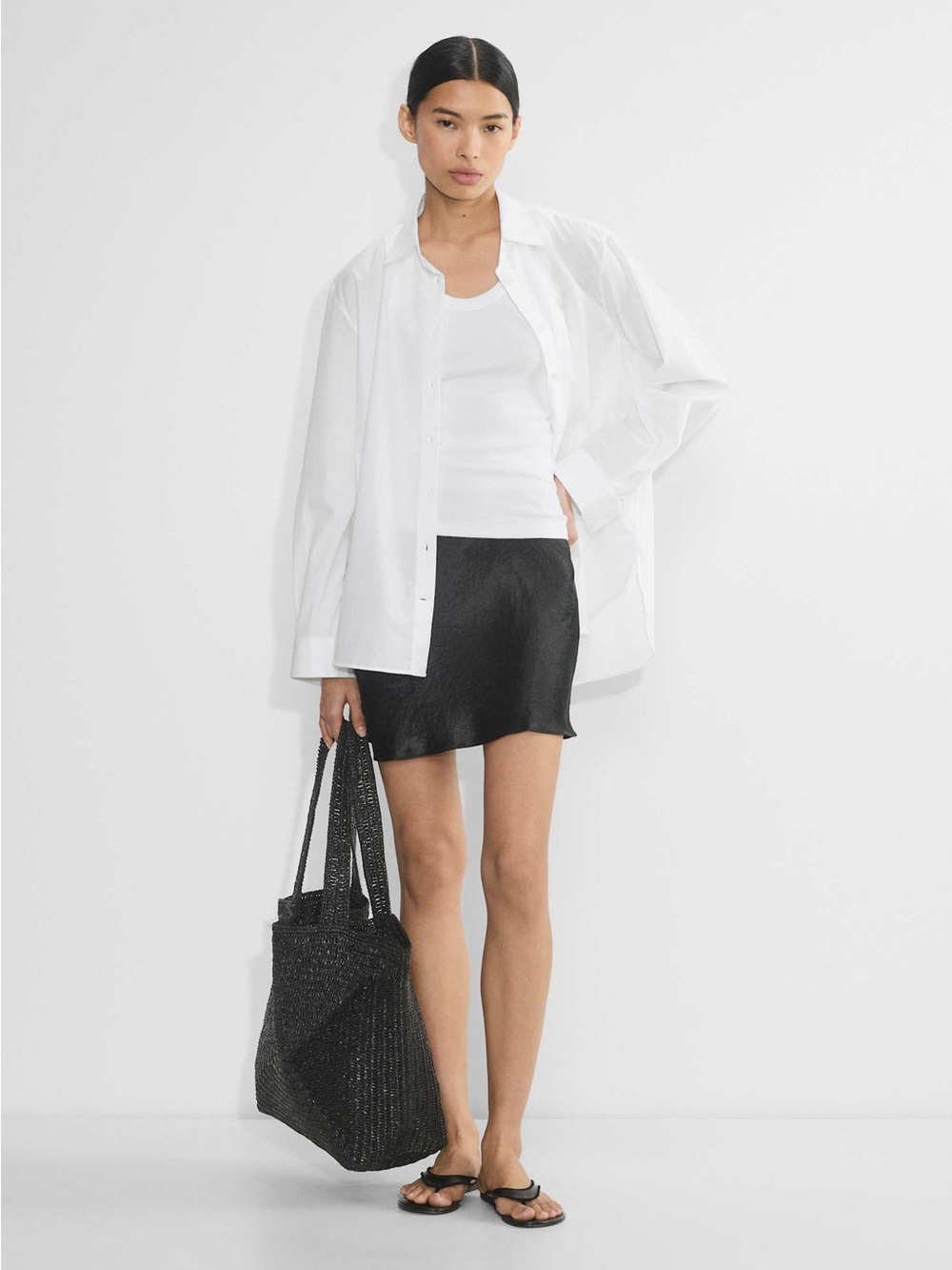 Babaton Black Satin Mini Skirt